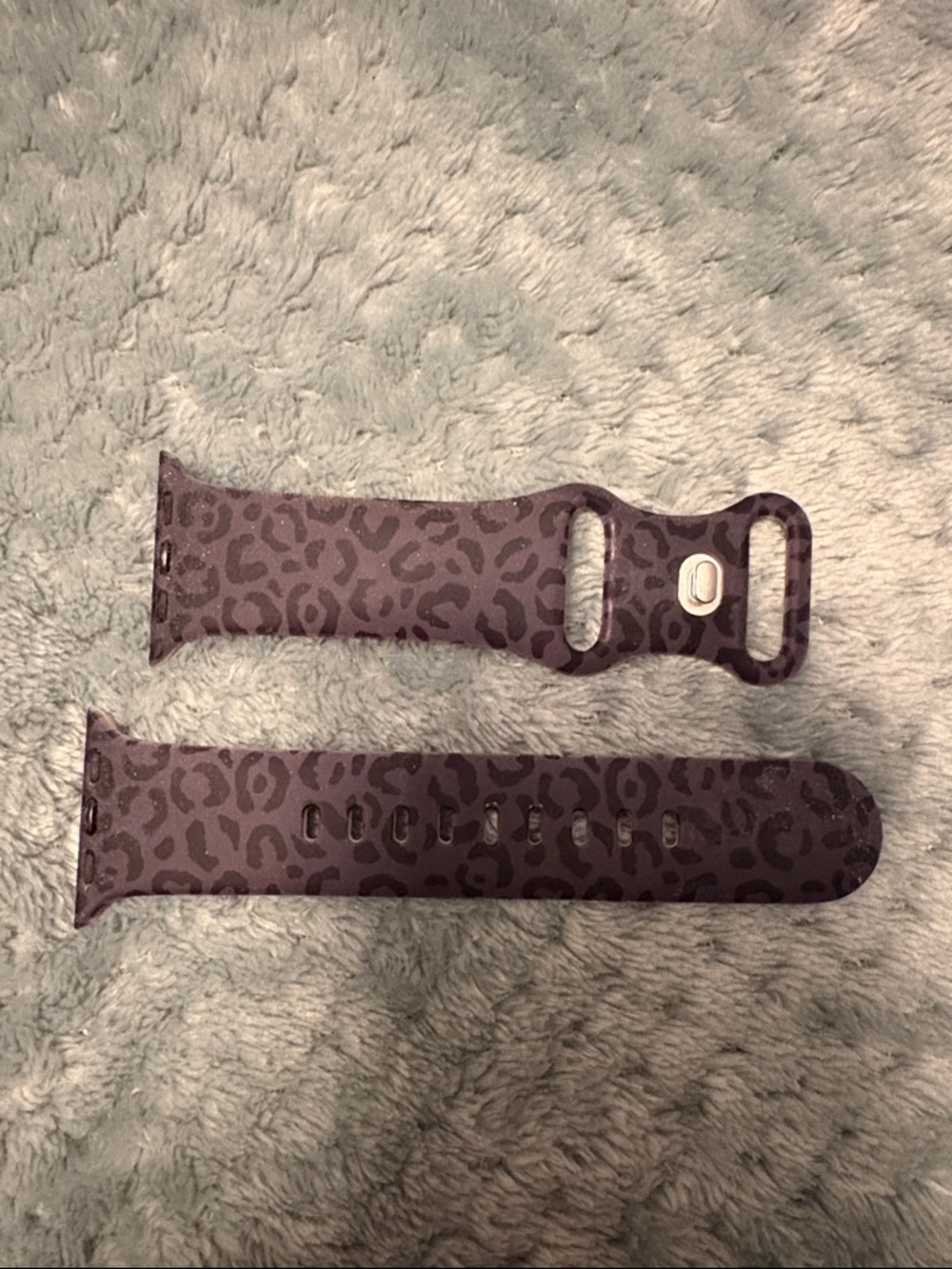 Leopard Print Silicone Apple Watch Band - black and charcoal